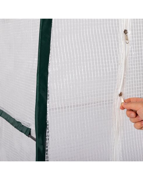 Serre d'hivernage demi-lune spéciale terrasse blanc transparent/vert - 200x80x170 cm