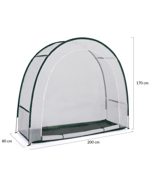 Serre d'hivernage demi-lune spéciale terrasse blanc transparent/vert - 200x80x170 cm