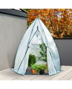 Serre d'hivernage Teepee blanc transparent/vert - 140x140x160 cm