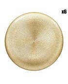 6 Assiettes dessert dorées - D.21x1.6 cm