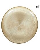 6 Assiettes plates dorées - D.27 cm