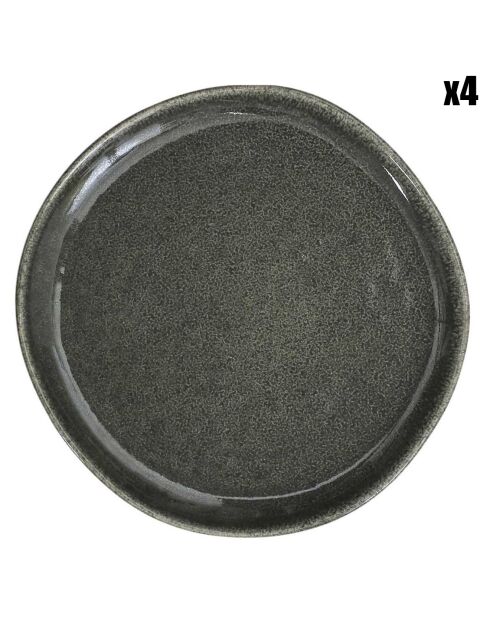 4 Assiettes Black forest noires - D.20.7x1.9 cm