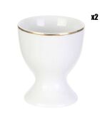 2 Coquetiers liseré blanc/doré - 4.8x7.2x4.8 cm