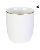 2 Tasses liseré blanc/doré - D.7.4x8.3 cm