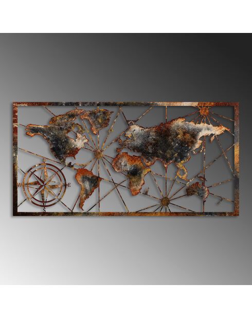 Décoration murale Mappemonde multicolore - 120x60 cm
