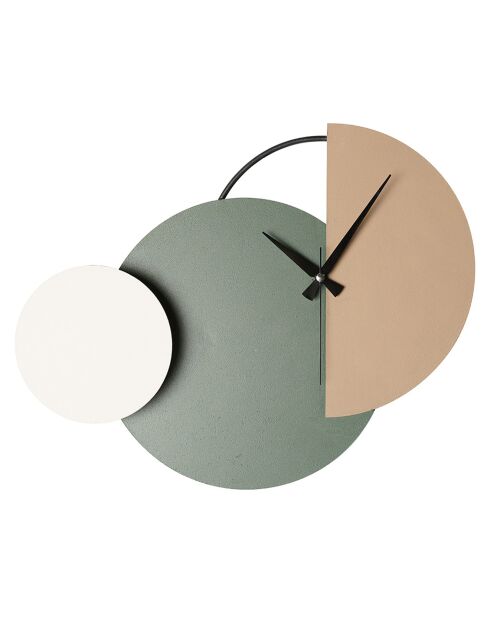 Horloge murale  vert/marron/crème - 47x31cm