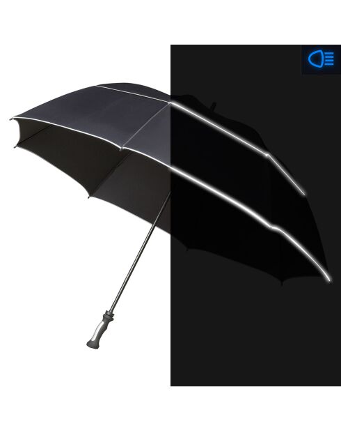 Parapluie tempête aérodynamique et réfléchissant noir