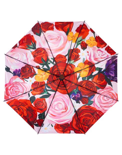 Paraguas plegable con flores multicolores