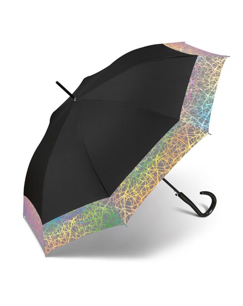 Zwarte wandelparaplu met zwarte glitterrand