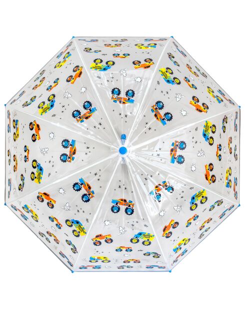 Paraguas Monster Trucks automático transparente para niños con borde reflectante transparente