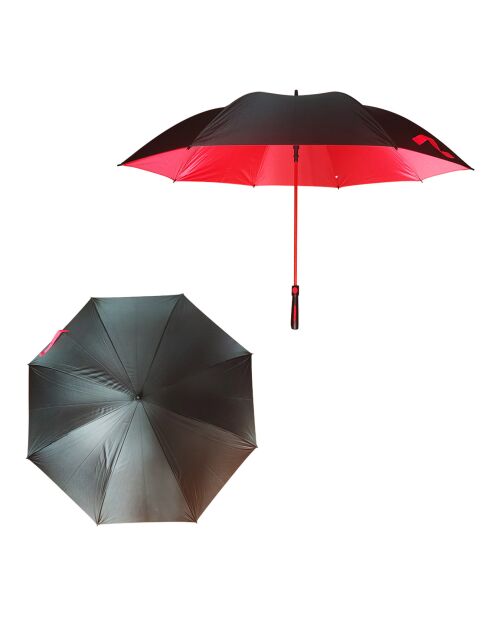 Parapluie droit à bandoulière noir/rouge