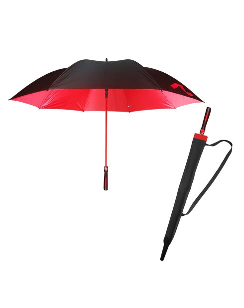 Parapluie droit à bandoulière noir/rouge