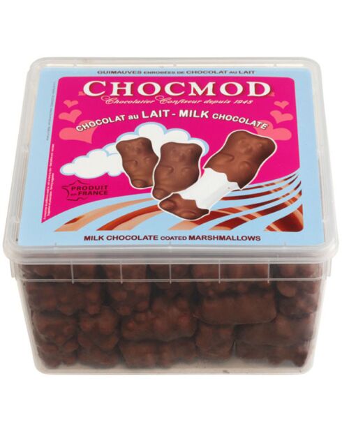 Caja con forma de oso de malvavisco y chocolate con leche de 1 kg