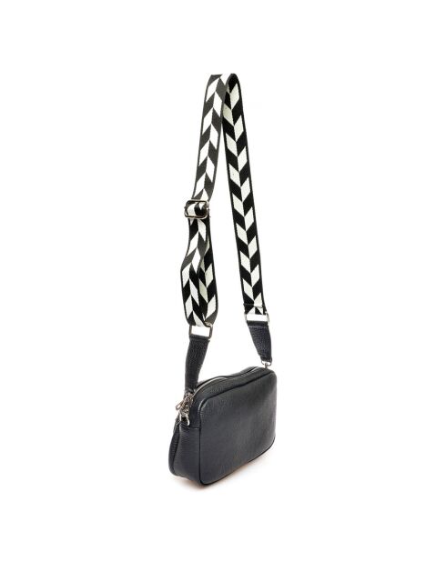 Sac bandoulière en Cuir noir - 17x21x5 cm