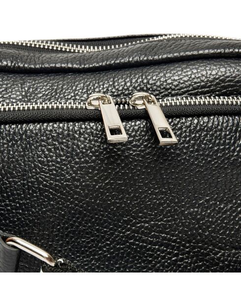 Sac bandoulière en Cuir noir - 17x21x5 cm