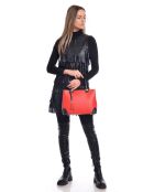 Sac à main en Cuir rouge/noir - 23.5x36x12 cm