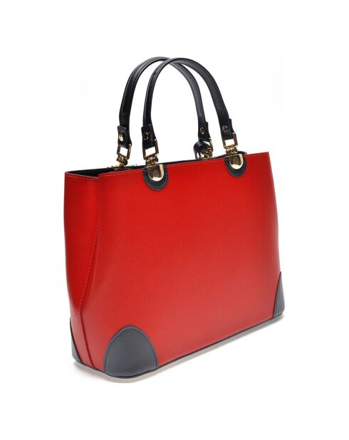 Borsa a mano in pelle rossa/nera - 23,5x36x12 cm