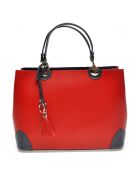 Sac à main en Cuir rouge/noir - 23.5x36x12 cm