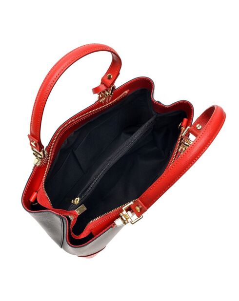 Borsa a mano in pelle rossa/nera - 23,5x36x12 cm