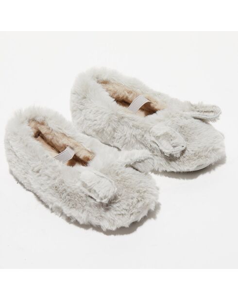 Chaussons Lapin en fausse fourrure gris