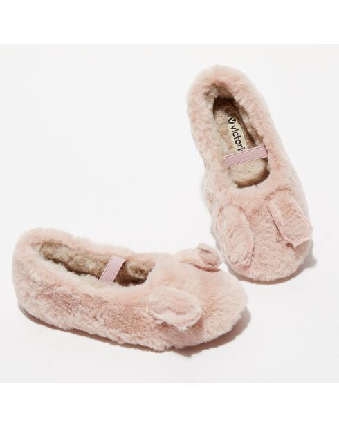 Chaussons Lapin en fausse fourrure roses