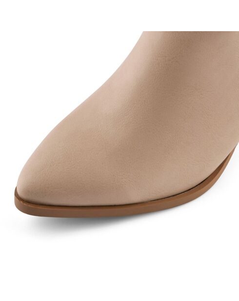 Bottines Esther beiges -  Talon 6 cm