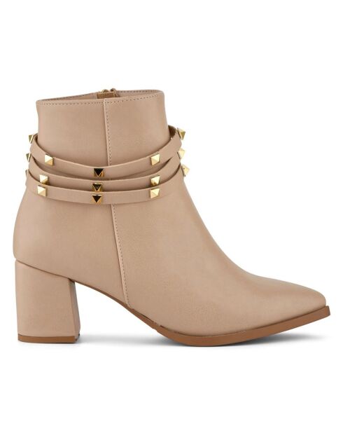 Bottines Esther beiges -  Talon 6 cm