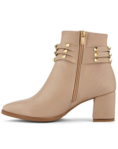 Bottines Esther beiges -  Talon 6 cm