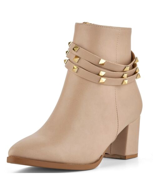 Bottines Esther beiges -  Talon 6 cm