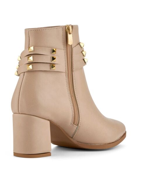 Bottines Esther beiges -  Talon 6 cm