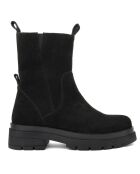 Boots en Velours de Cuir Claire noires -  Talon 5 cm