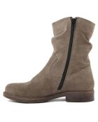 Boots en Velours de Cuir Clarisse taupe