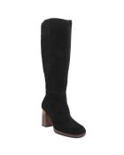 Bottes en Velours de Cuir Agathe noires - Talon 8.5 cm