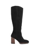 Bottes en Velours de Cuir Agathe noires - Talon 8.5 cm