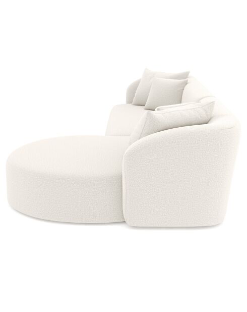 Hoekbank rechts Emy crèmekleurige bouclé stof - 300x155x77 cm