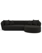 Canapé d'angle droit emy tissu bouclette noir - 300x155x77 cm