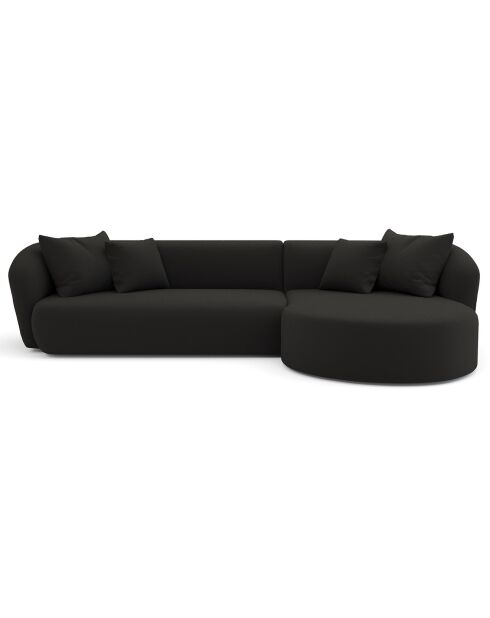 Canapé d'angle droit emy tissu bouclette noir - 300x155x77 cm