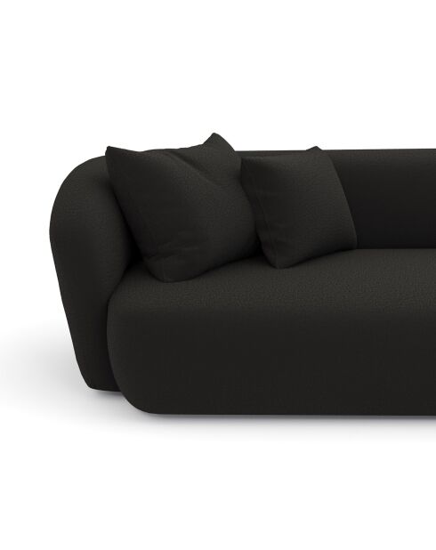 Canapé d'angle droit emy tissu bouclette noir - 300x155x77 cm