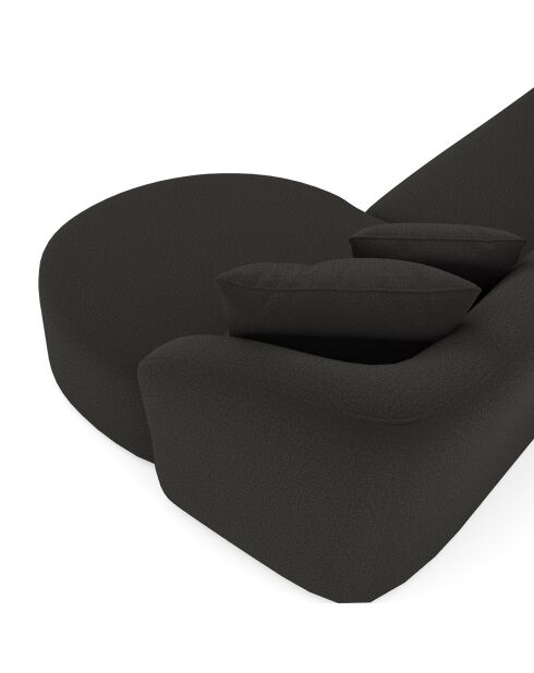 Divano angolare destro Emy in tessuto bouclé nero - 300x155x77 cm