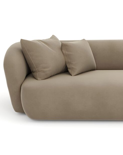 Emy rechtes Ecksofa aus taupefarbenem Samt - 300x155x77 cm
