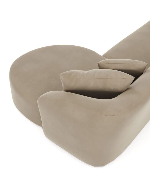 Canapé d'angle droit emy velours taupe - 300x155x77 cm