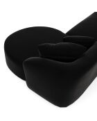 Canapé d'angle droit emy velours noir - 300x155x77 cm