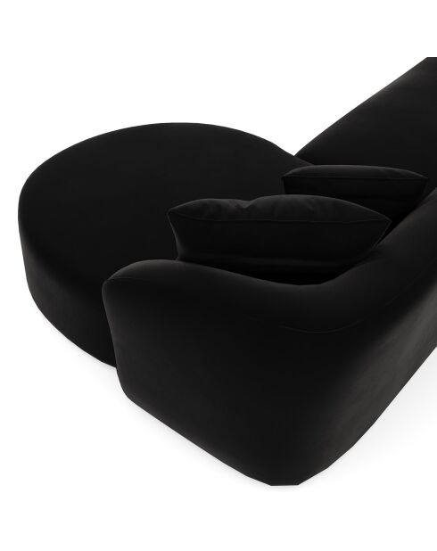 Canapé d'angle droit emy velours noir - 300x155x77 cm