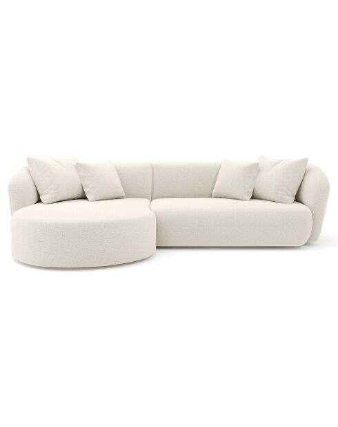 Emy linkes Ecksofa aus cremefarbenem Boucle-Stoff — 300 x 155 x 77 cm
