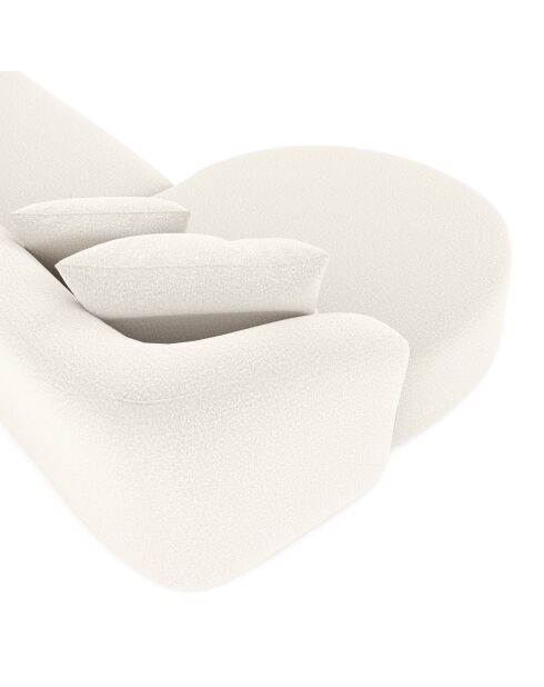 Emy linkes Ecksofa aus cremefarbenem Boucle-Stoff — 300 x 155 x 77 cm