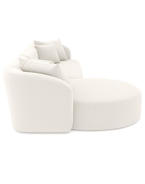 Emy linkes Ecksofa aus cremefarbenem Boucle-Stoff — 300 x 155 x 77 cm