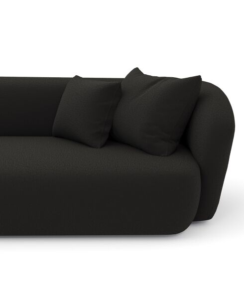 Divano angolare sinistro Emy in tessuto bouclé nero - 300x155x77 cm
