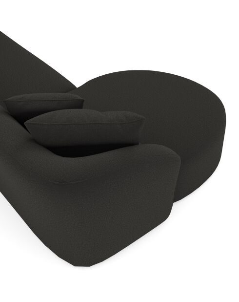 Divano angolare sinistro Emy in tessuto bouclé nero - 300x155x77 cm