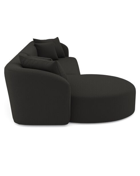 Divano angolare sinistro Emy in tessuto bouclé nero - 300x155x77 cm