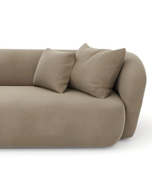 Emy taupe fluwelen hoekbank links - 300x155x77 cm